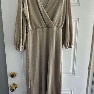 Ann Taylor Long Sleeve Taupe Dress